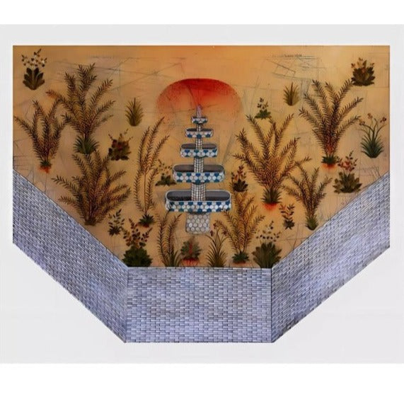 Blood Fountain No.2 Painting by Shila Piran- Acrylic on paperboard (23.6″ × 31.5″)