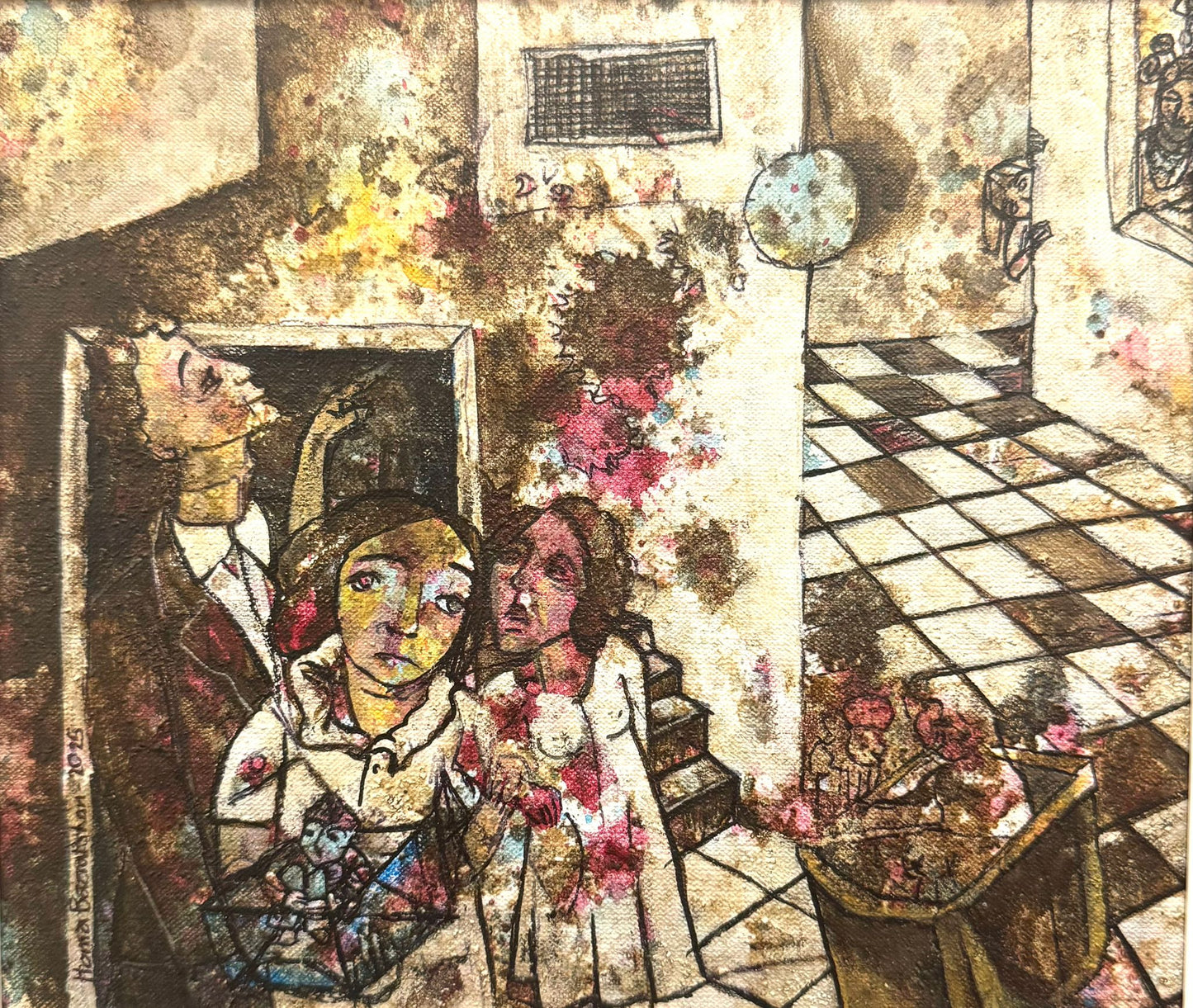 "Untitled 5" from Phantasia Series by Homa BazrAfshan- Acrylic on Canvas 9.84" × 9.84"