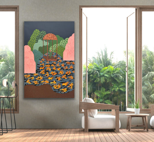 "Untitled" painting by Rozhan Bagheri, Acrylic on Canvas (47.24" × 31.50")