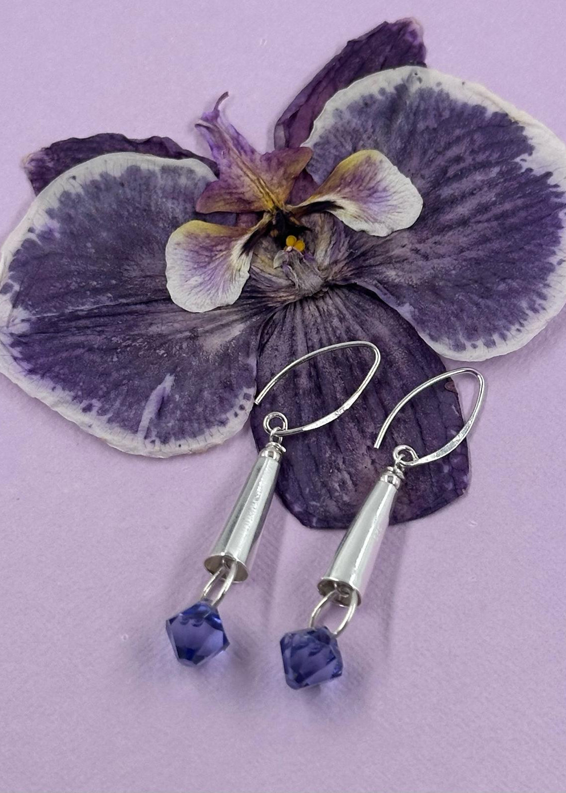 Silver Earrings – Handmade by Sareh Ghomi (Sterling Silver and Amethyst)