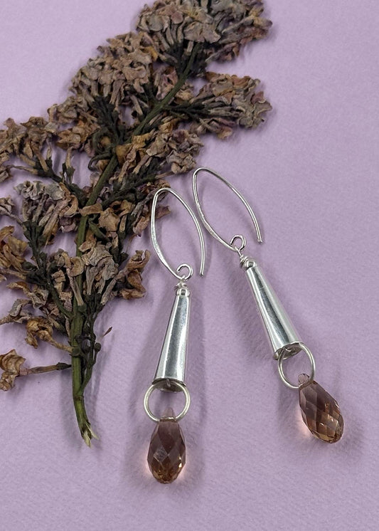 Silver Earrings – Handmade by Sareh Ghomi (Sterling Silver and Topaz Stone)