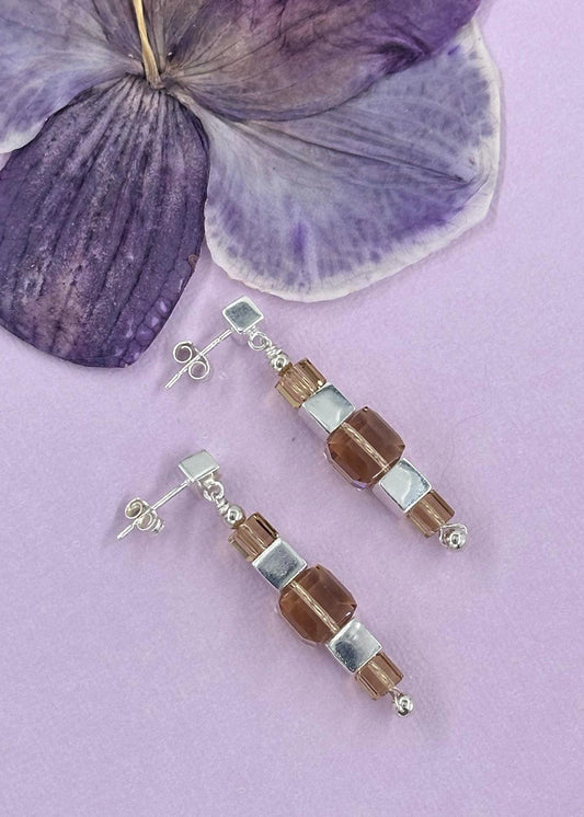 Silver Earrings – Handmade by Sareh Ghomi (Sterling Silver and Topaz)