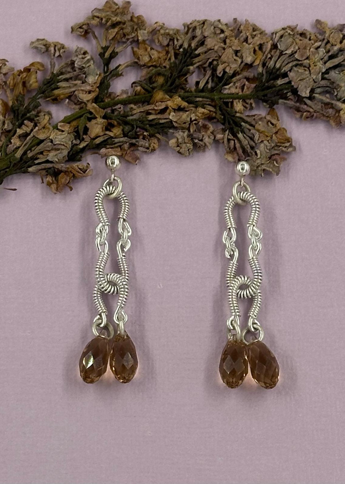 Silver Earrings – Handmade by Sareh Ghomi (Sterling Silver and Topaz)