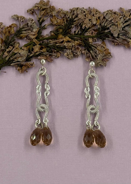 Silver Earrings – Handmade by Sareh Ghomi (Sterling Silver and Topaz)