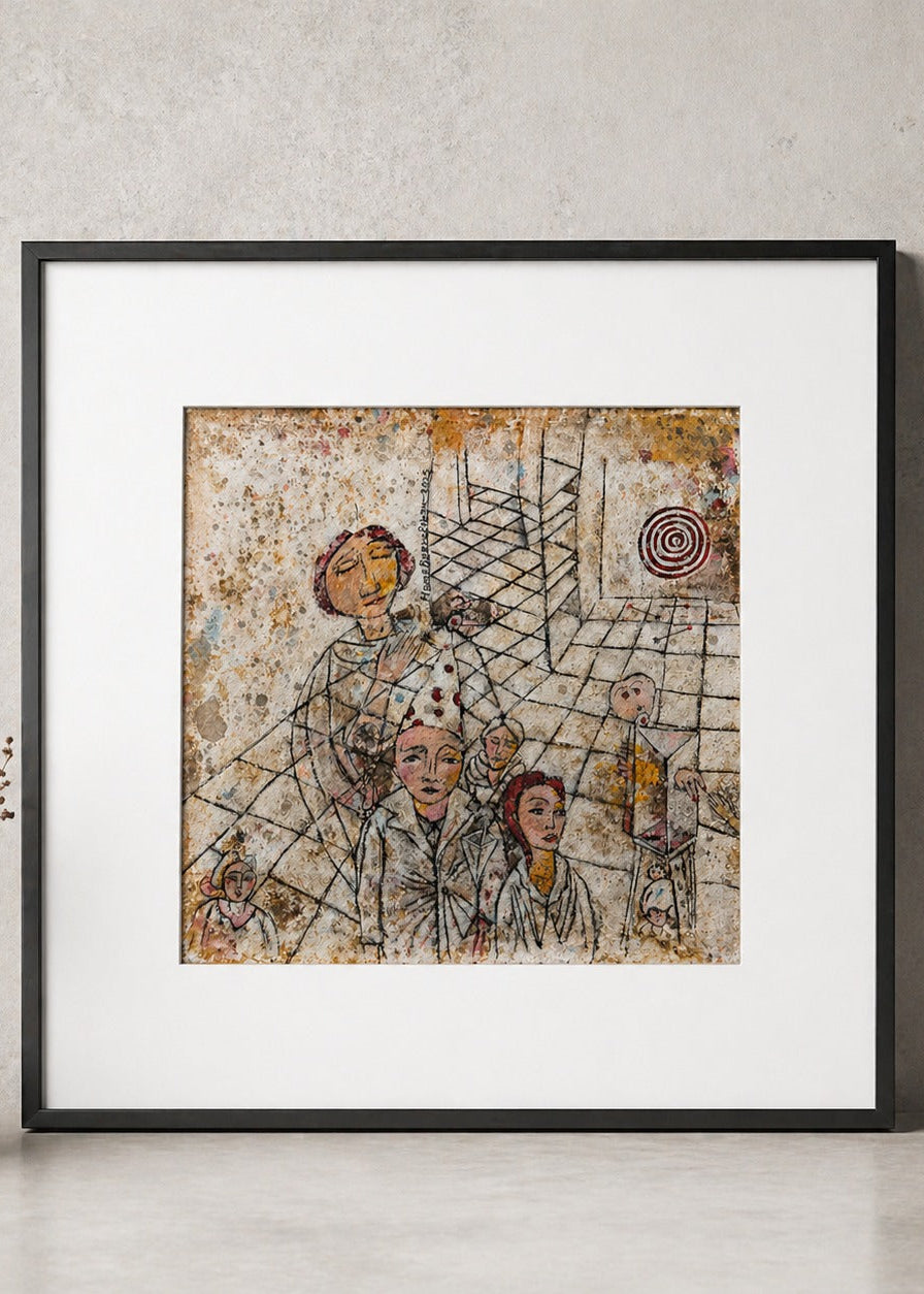 "Untitled 11" from Phantasia Series by Homa BazrAfshan- Acrylic on Canvas 9.84" × 9.84"