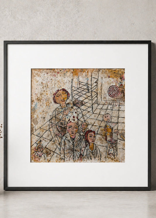 "Untitled 11" from Phantasia Series by Homa BazrAfshan- Acrylic on Canvas 9.84" × 9.84"