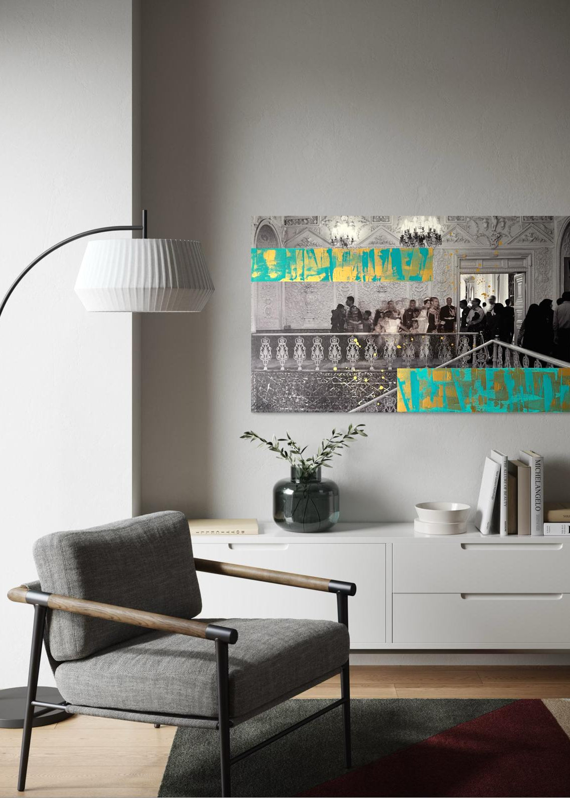 Untitled artwork by Mona Raissi - Mixed Media (31.5 × 51.2 inches)