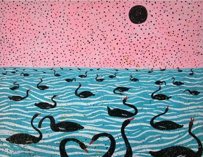 "Untitled" Painting by Mostafa Sarabi- Acrylic on Cardboard (16.5" × 22.0")