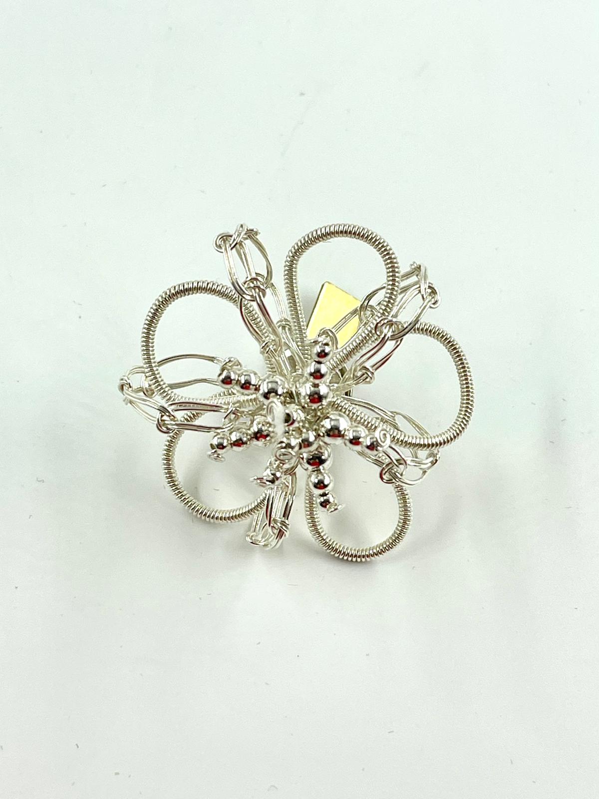 Silver Five Flower Pin– Handmade by Sareh Ghomi (Sterling Silver)
