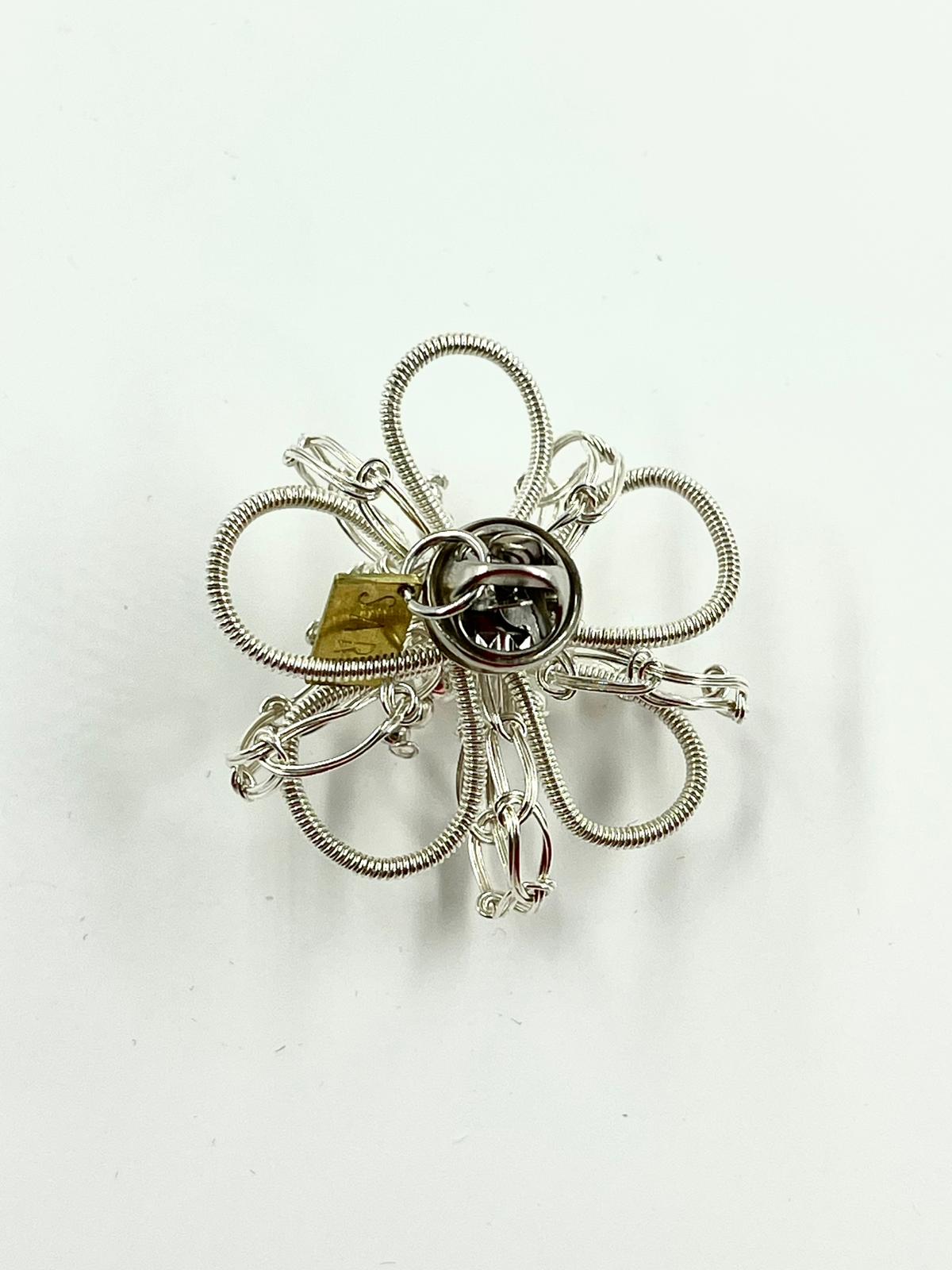 Silver Five Flower Pin– Handmade by Sareh Ghomi (Sterling Silver)