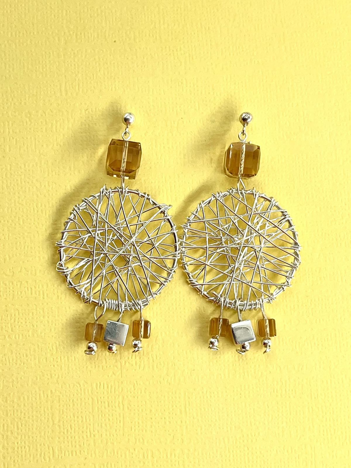 Silver Earrings – Handmade by Sareh Ghomi (Sterling Silver and Topaz Stone)