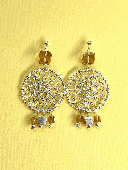 Silver Earrings – Handmade by Sareh Ghomi (Sterling Silver and Topaz Stone)
