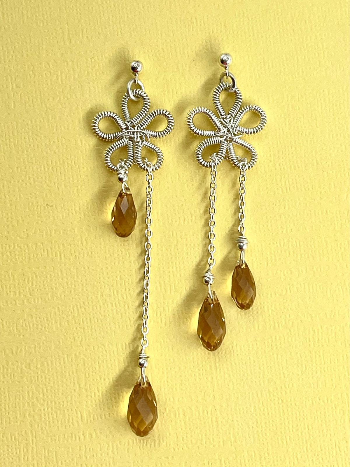 Silver Earrings – Handmade by Sareh Ghomi (Sterling Silver and Topaz Stone)