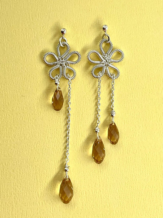 Silver Earrings – Handmade by Sareh Ghomi (Sterling Silver and Topaz Stone)