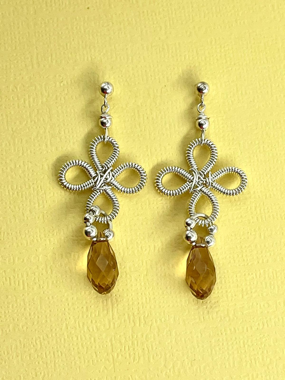 Silver Earrings – Handmade by Sareh Ghomi (Sterling Silver and Topaz Stone)