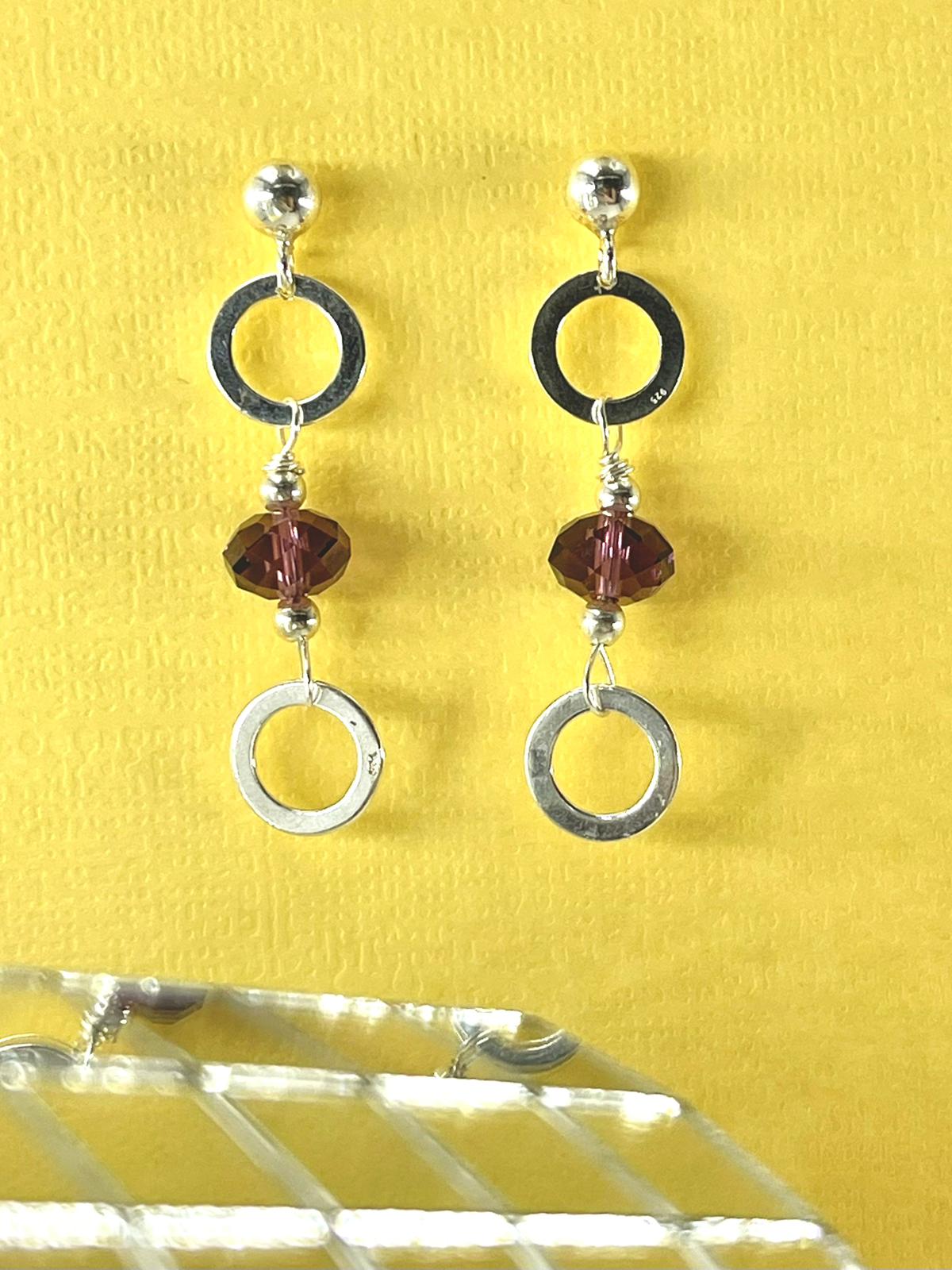 Silver Earrings – Handmade by Sareh Ghomi (Sterling Silver and Amethyst)