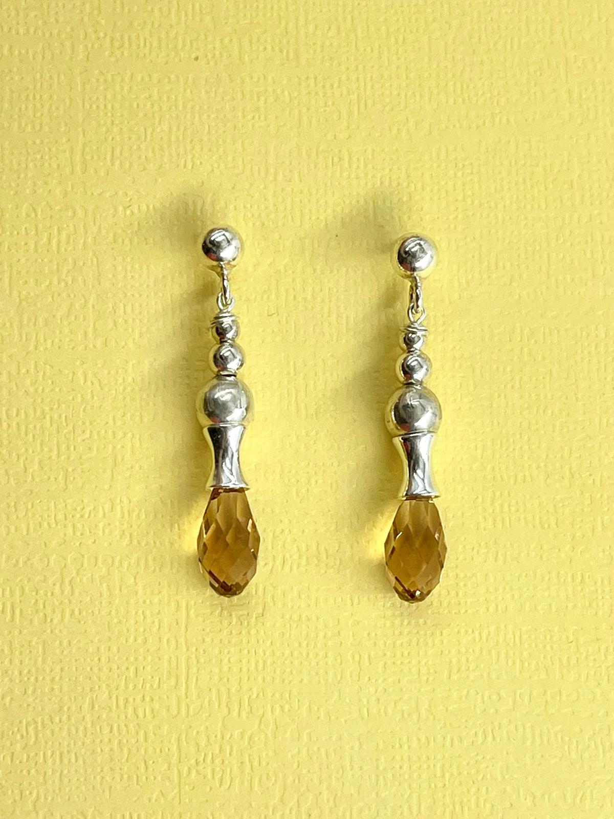 Silver Earrings – Handmade by Sareh Ghomi (Sterling Silver and Topaz Stone)
