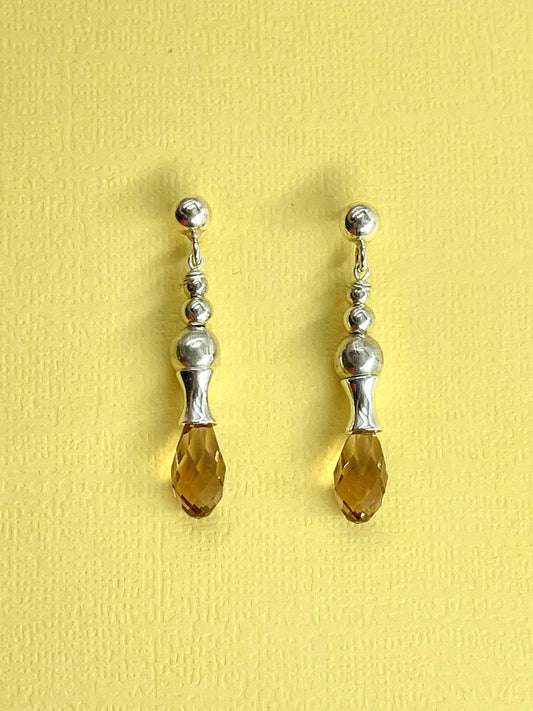 Silver Earrings – Handmade by Sareh Ghomi (Sterling Silver and Topaz Stone)