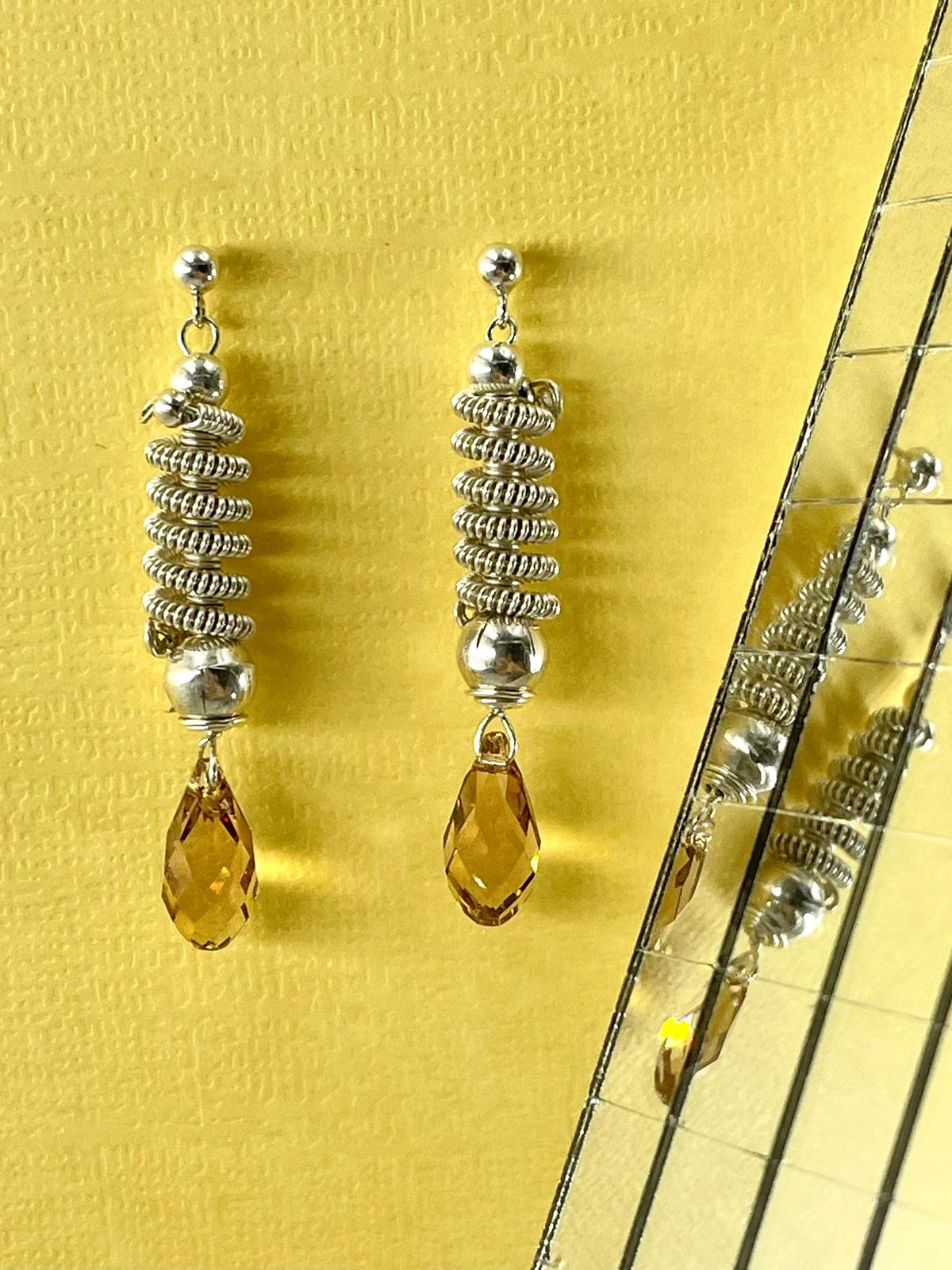 Silver Earrings – Handmade by Sareh Ghomi (Sterling Silver and Topaz Stone)