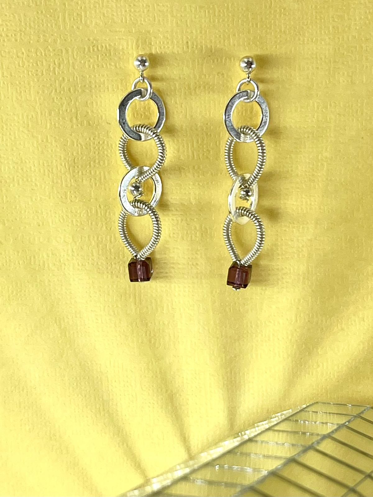 Silver Earrings – Handmade by Sareh Ghomi (Sterling Silver and Amethyst)