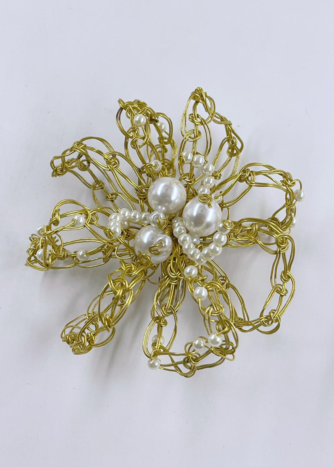 Handwoven Brass Statement Hairpiece by Sareh Ghomi