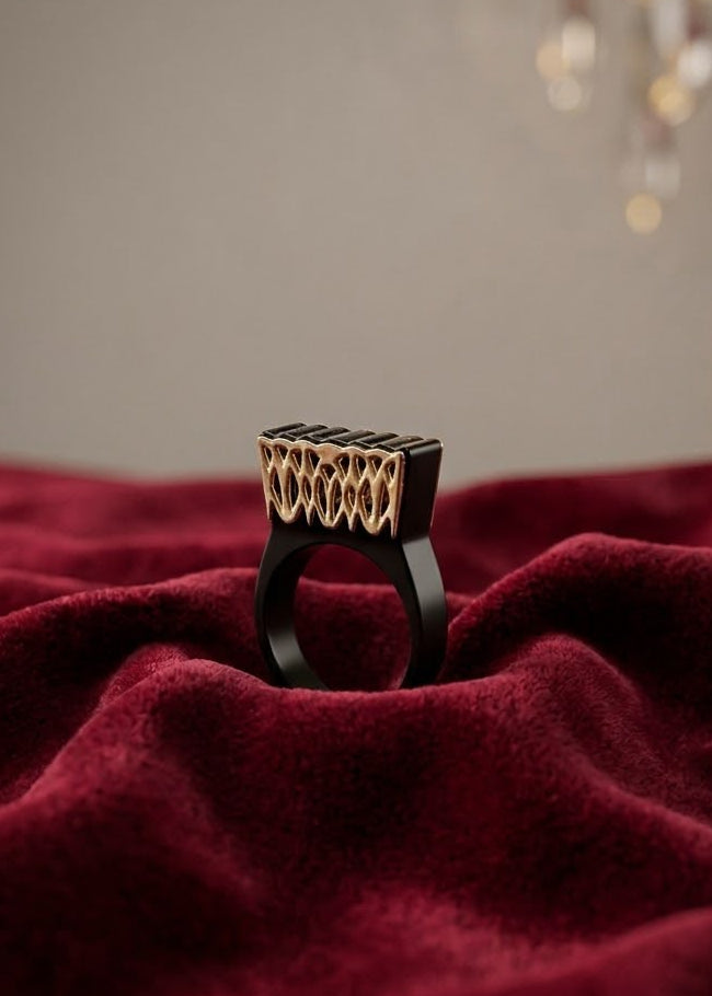 "Opposition" Handcrafted Gold& Resin Ring byBanafsheh Hemmati