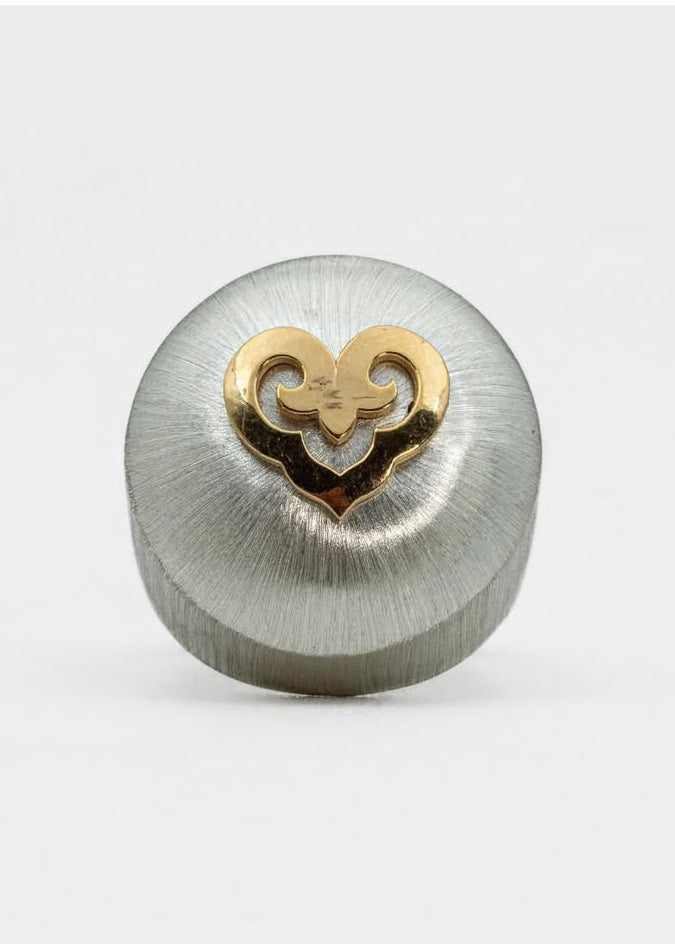 "Hidden Geometry" Signet Gold & Silver Ring by Banafsheh Bemmati