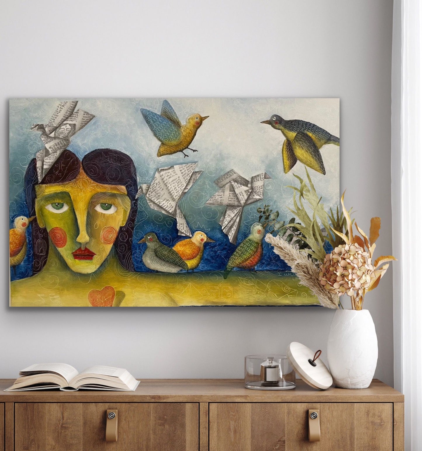 Beating of wings Painting by Jorge Roja, Acrylic on canvas (24"x 36")