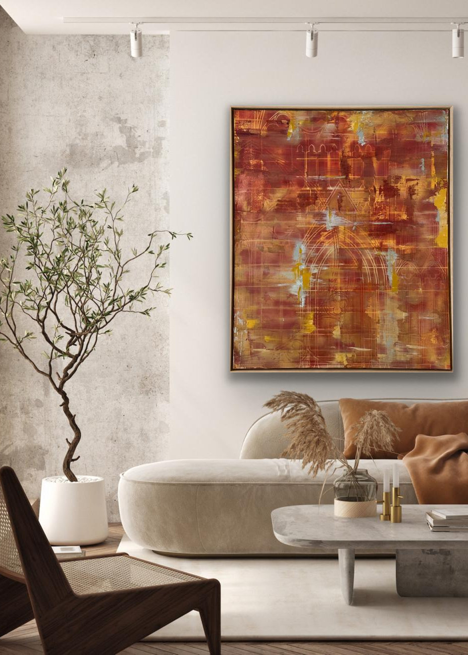 Untitled Painting by Morteza Ahmadvand (Mixed Media on Canvas 48” x 40”)