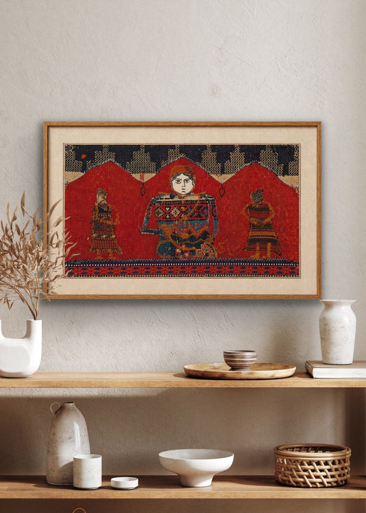 "Untitled" Textile Art by CC - Kilim Art (H: 13.39 in × W: 21.65 in)
