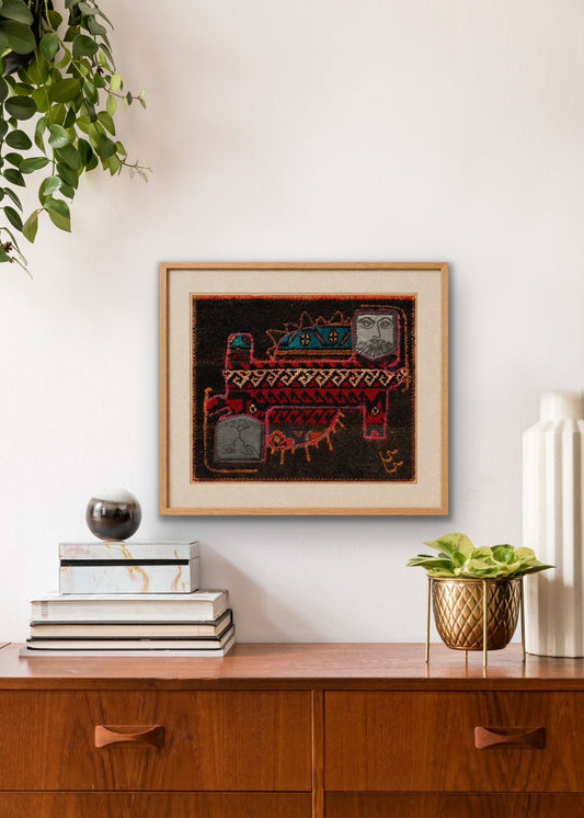 "Untitled" Textile Art by CC - Kilim Art (H: 16.14 in × W: 19.29 in)