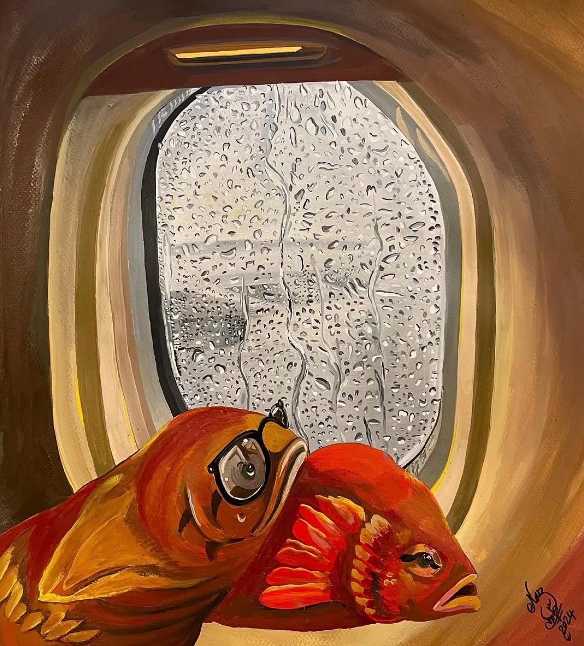 Untitled Painting from "My Rainy Days" Series by Nazanin Sepandarm - Guache on Paper (17.32″ × 14.96″)