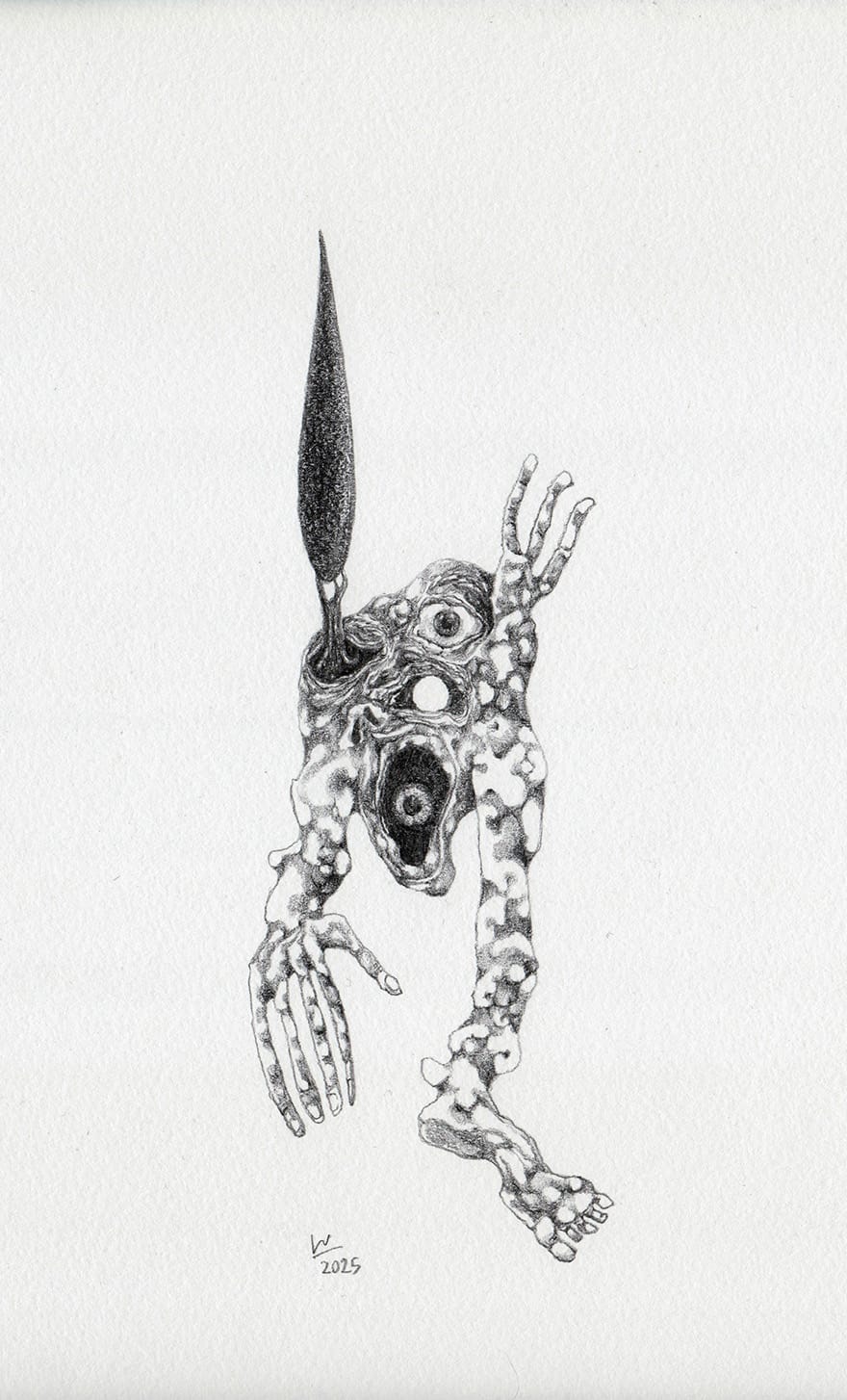 "Thresholds: Ring Road" Drawing by Nima Arabi- Pencil on Archival Paper (7.09″ × 4.72″)