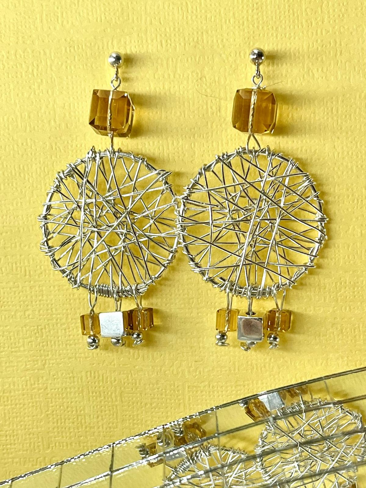 Silver Earrings – Handmade by Sareh Ghomi (Sterling Silver and Topaz Stone)