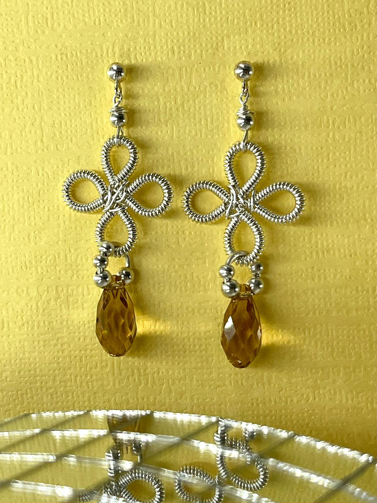 Silver Earrings – Handmade by Sareh Ghomi (Sterling Silver and Topaz Stone)