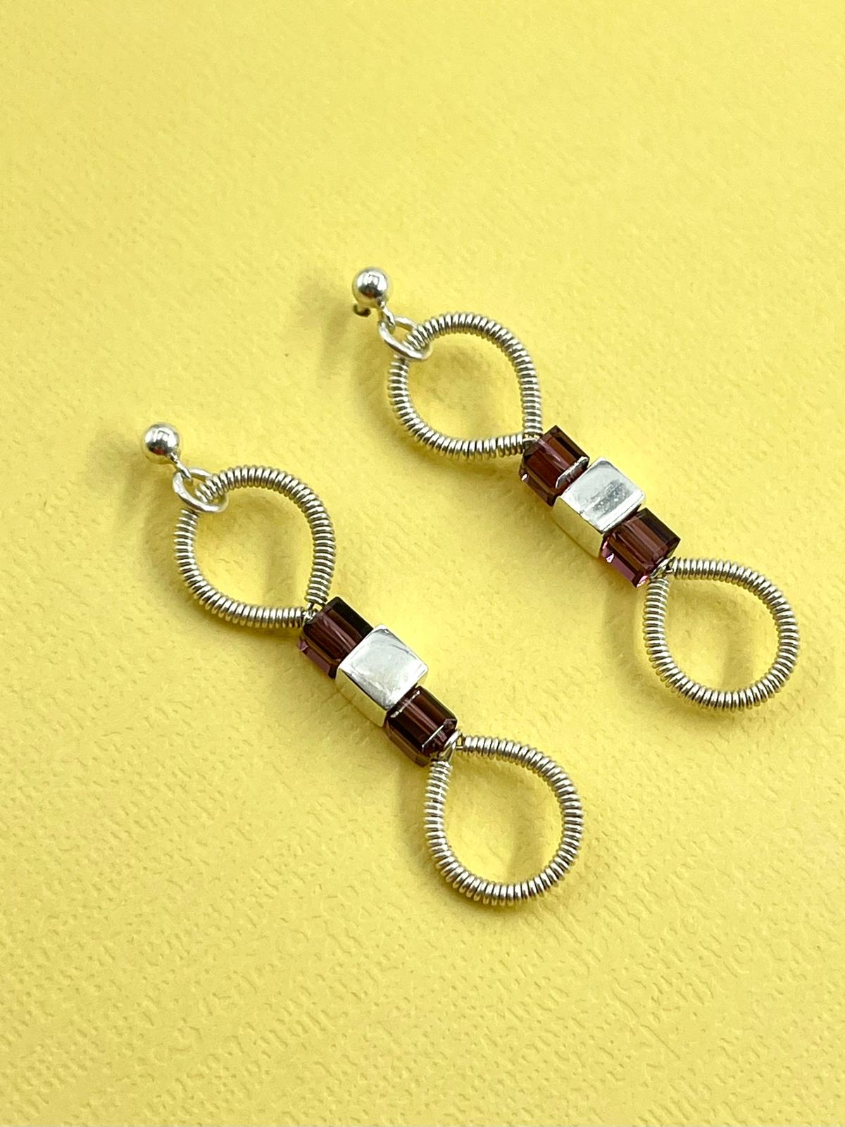 Silver Earrings – Handmade by Sareh Ghomi (Sterling Silver and Amethyst Stone)