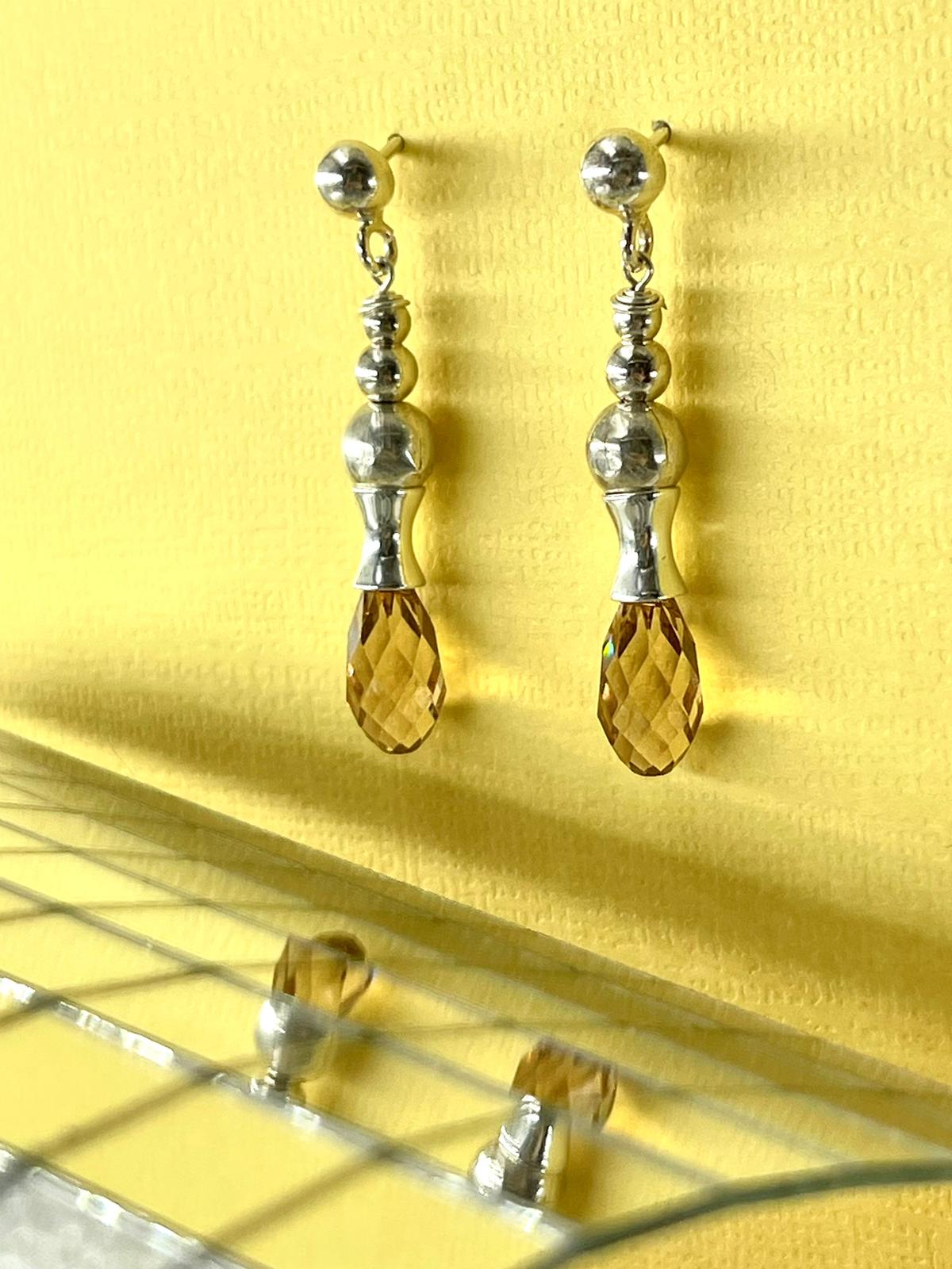 Silver Earrings – Handmade by Sareh Ghomi (Sterling Silver and Topaz Stone)