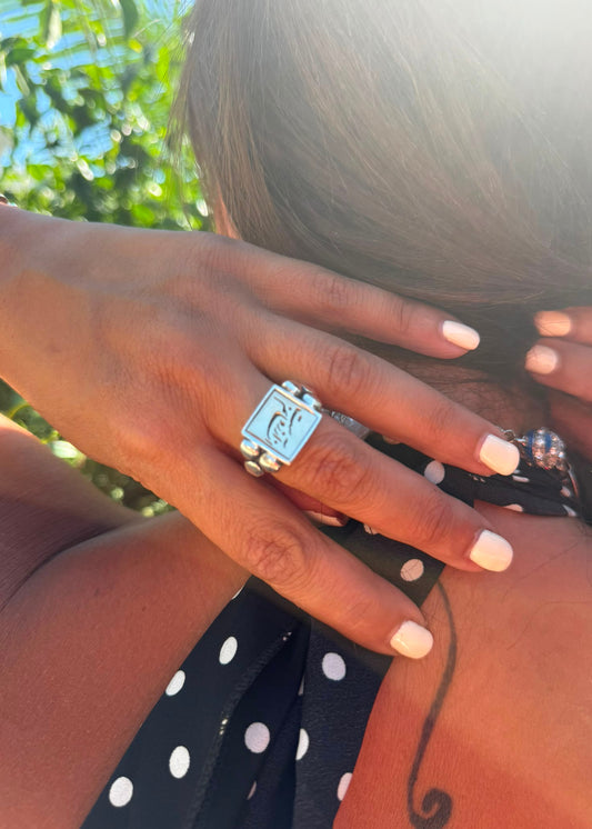 Handmade 18K Gold & Sterling Silver Persian Calligraphy Ring  "انسانم آرزوست" by Sun Nafissi