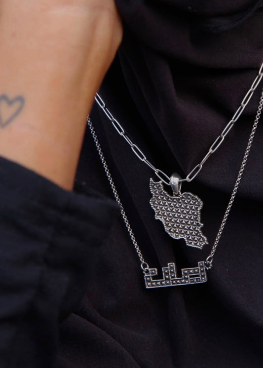 Handmade Silver Iran,Persian Mirror Mosaic Necklace by Sun Nafissi