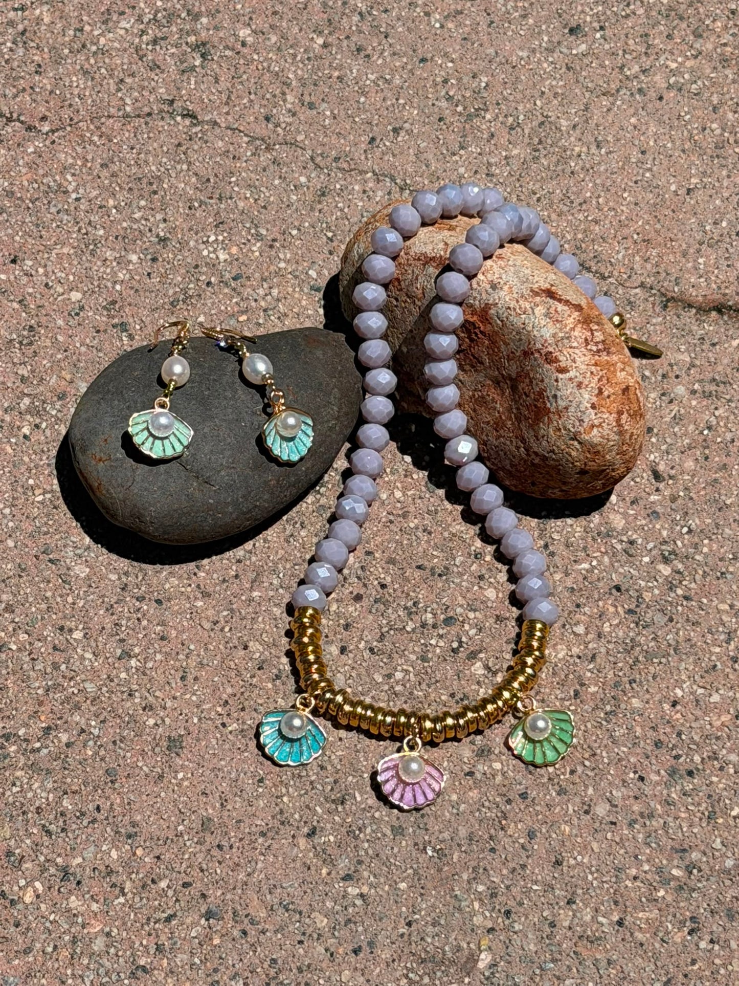Handmade Blue Shell Earring by Fati Bijoux