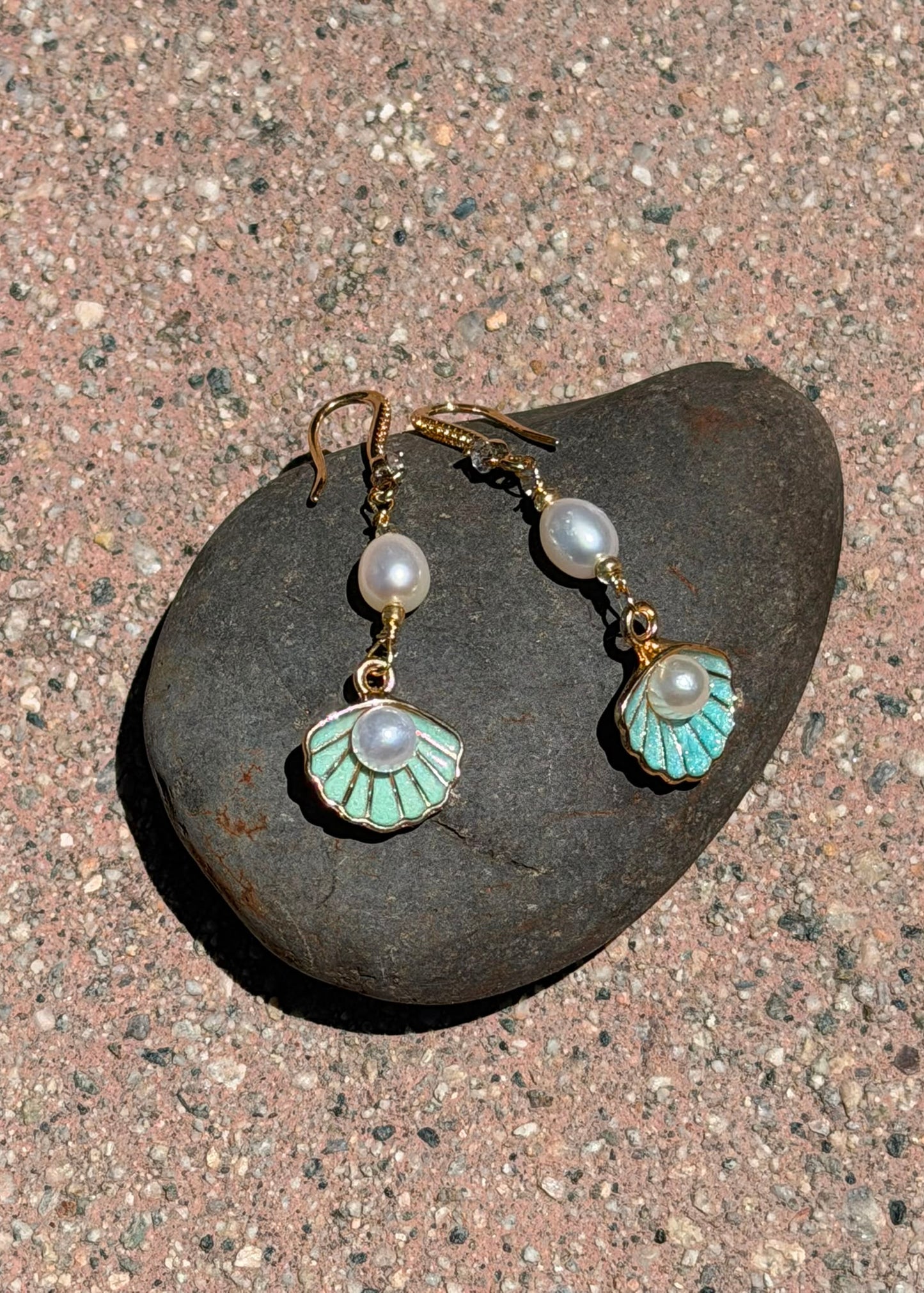Handmade Blue Shell Earring by Fati Bijoux
