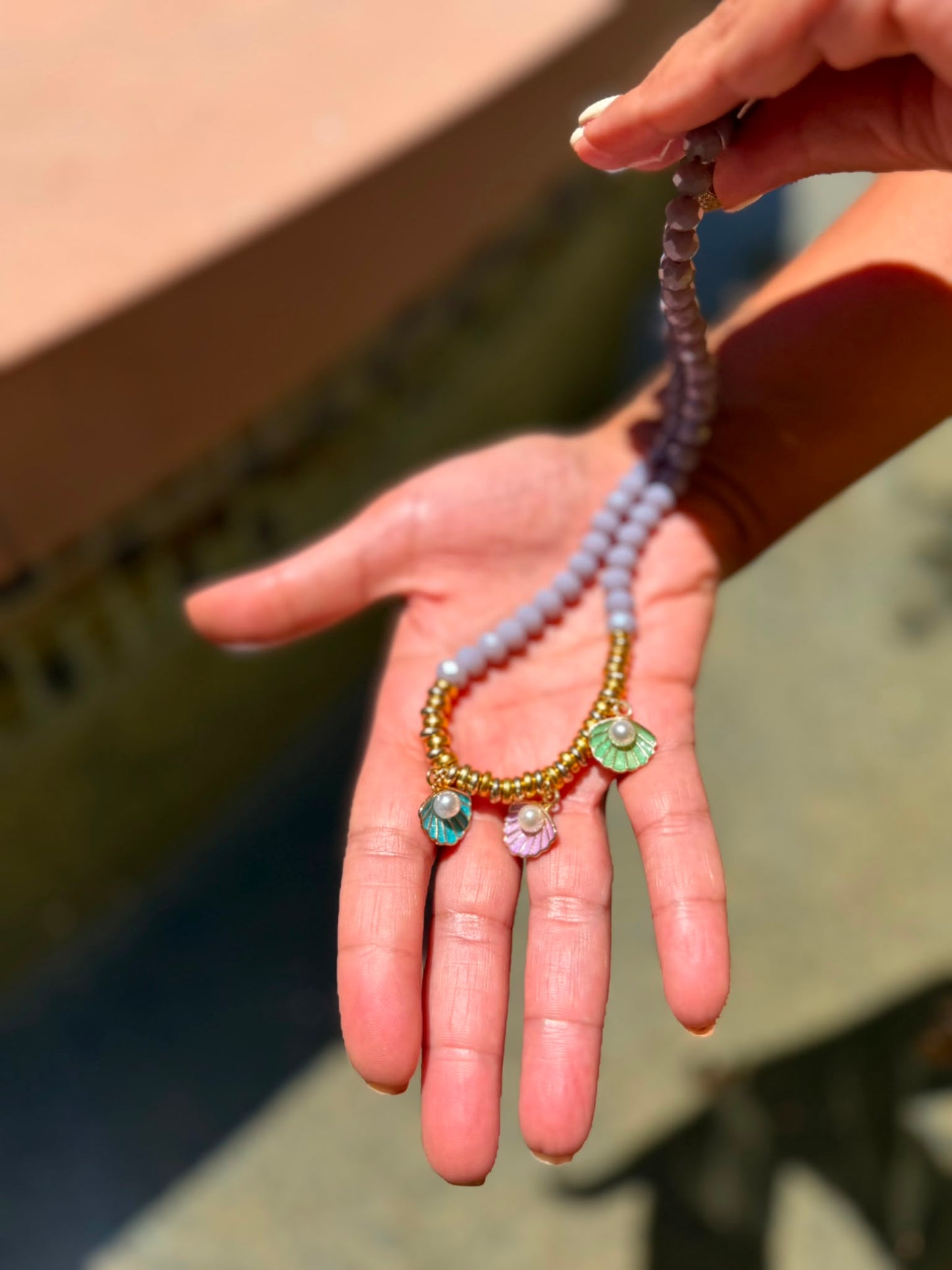 Handmade Purple Lavender Moonstones Necklace by Fati Bijoux