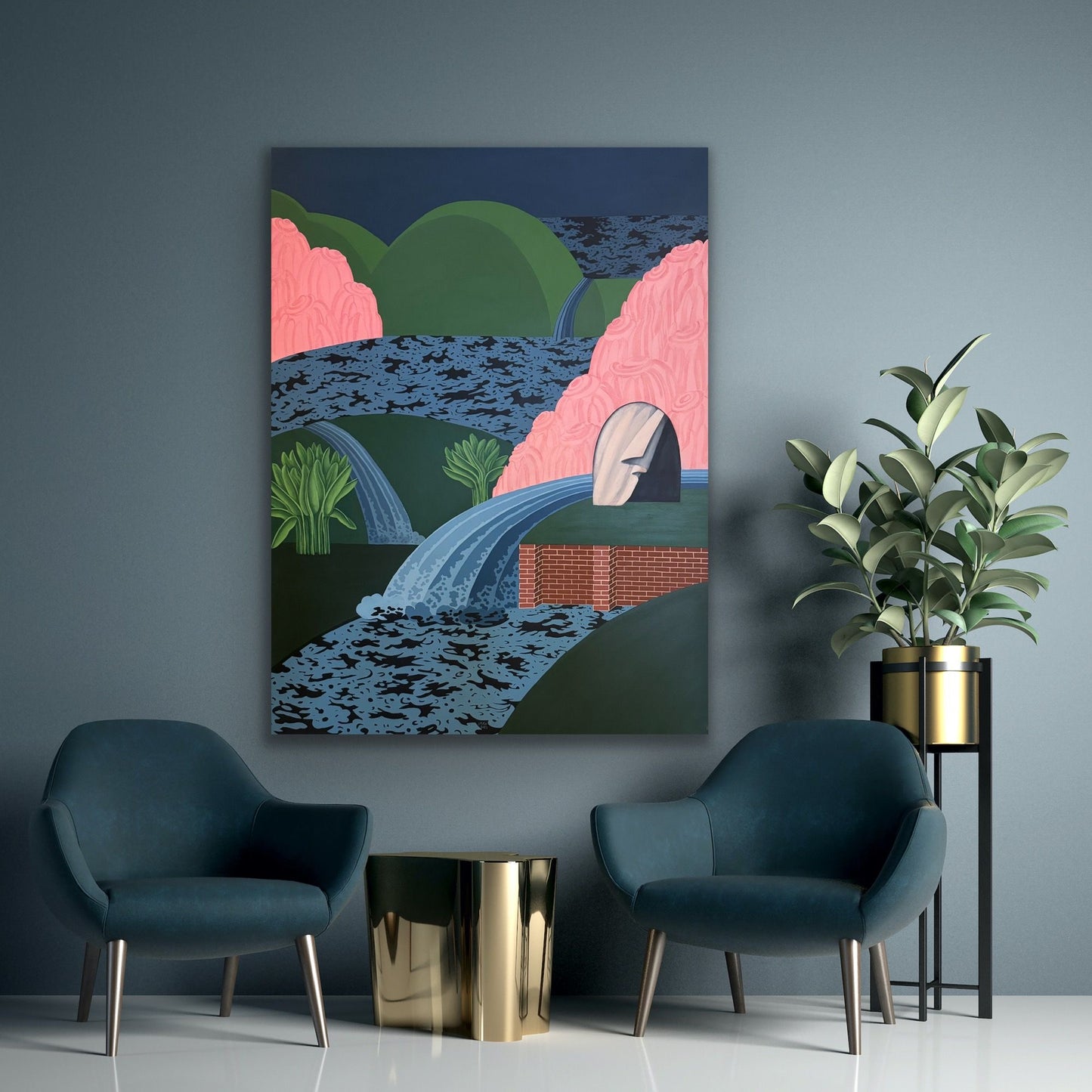 "Untitled" Painting by Rozhan Bagheri, Acrylic on Canvas (47.24" × 35.43")