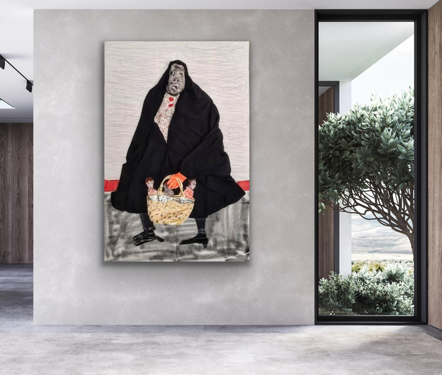 "Untitled" by Mehrdad Jafari - Mixed Media on Canvas (70.9" × 47.2")