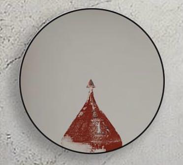 Metal-Framed Round Mirror with a Bold Architectural Dome and Apex by Rashed