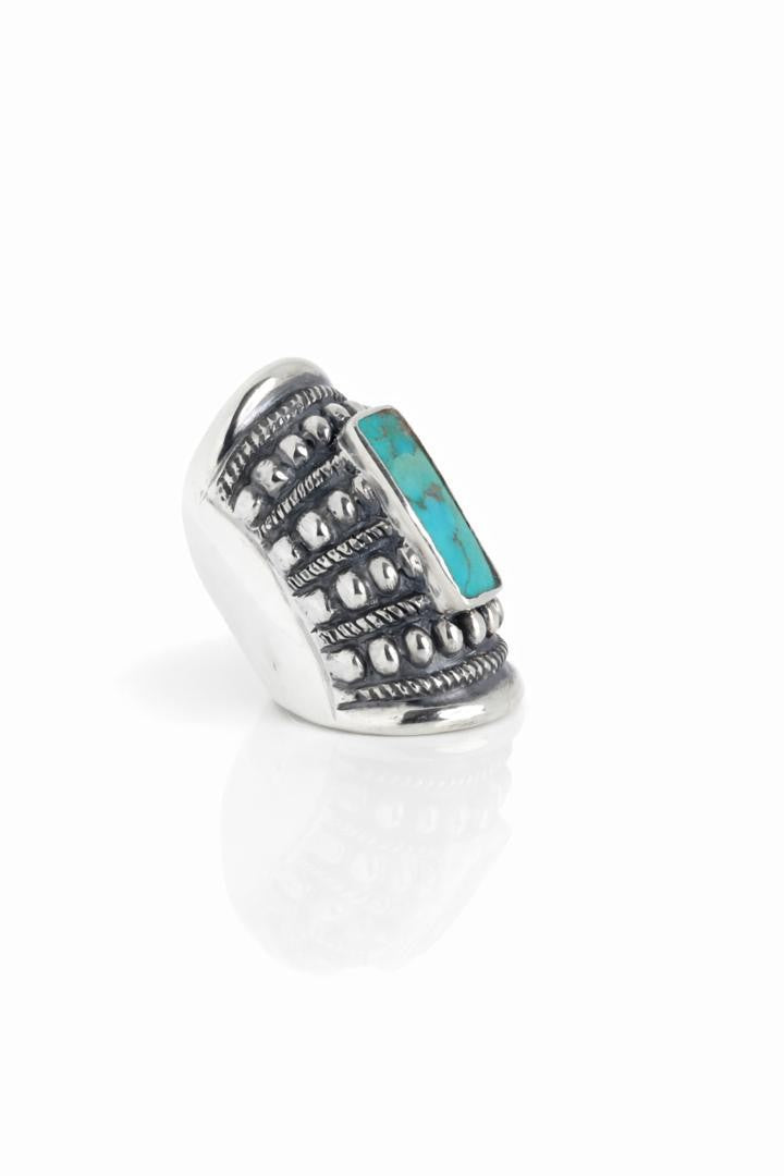 Handmade Silver Ring wih Persian turquoise by Sun Nafissi