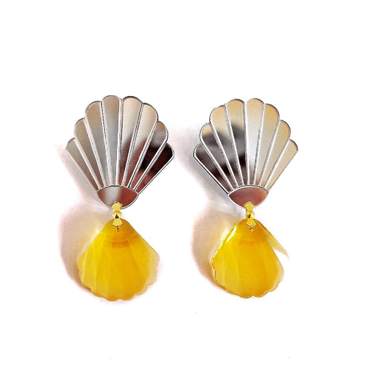 Handmade Yellow Shell Earrings by Mina Tafazoli