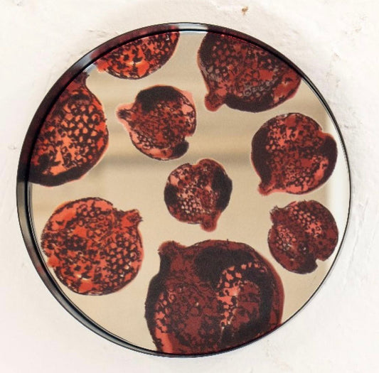 Metal-Framed Round Mirror with Multiple Pomegranates Printed by Rashed