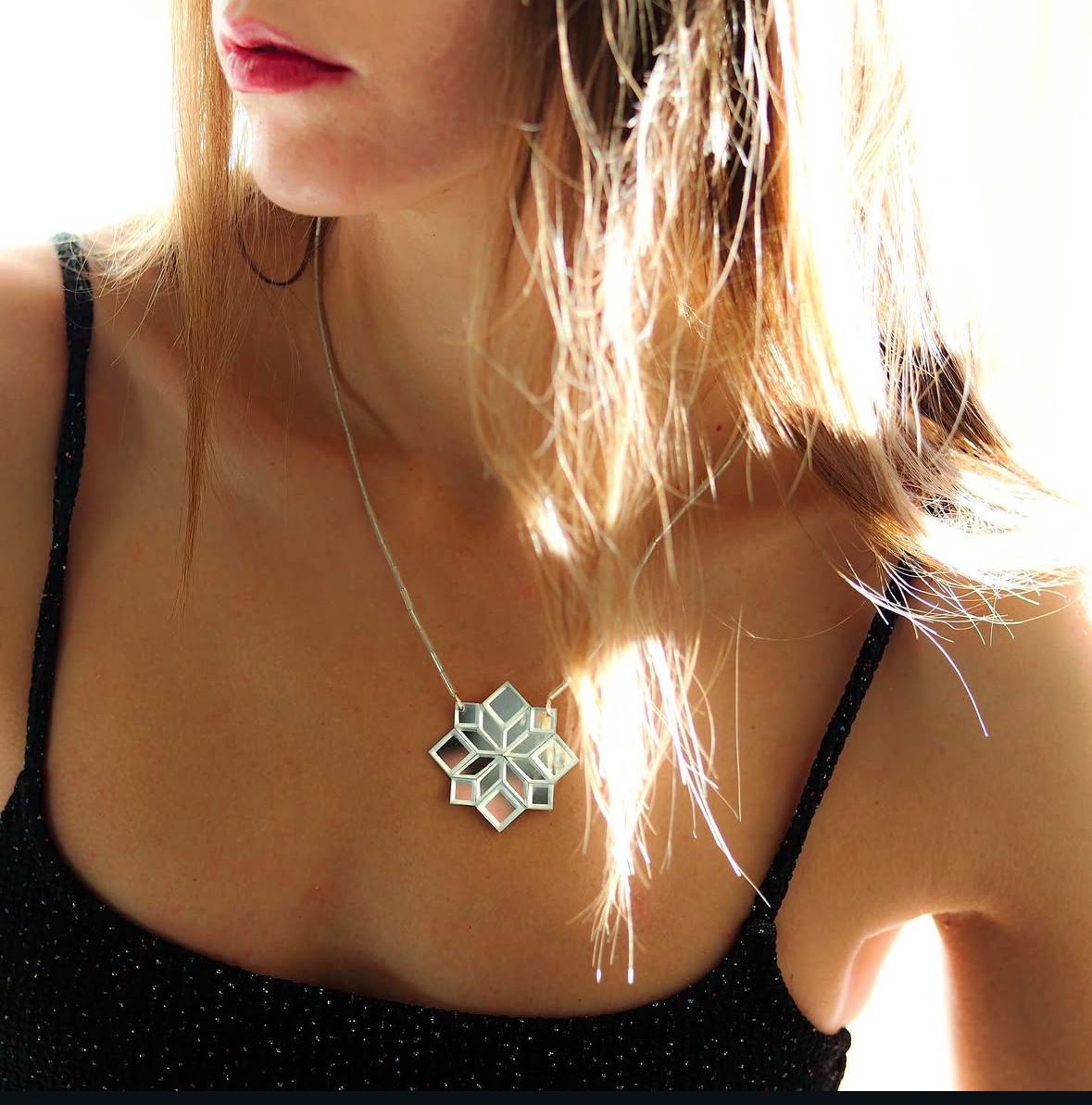 Handmade 45-Cross Necklace from the Mirror Collection by Mina Tafazoli