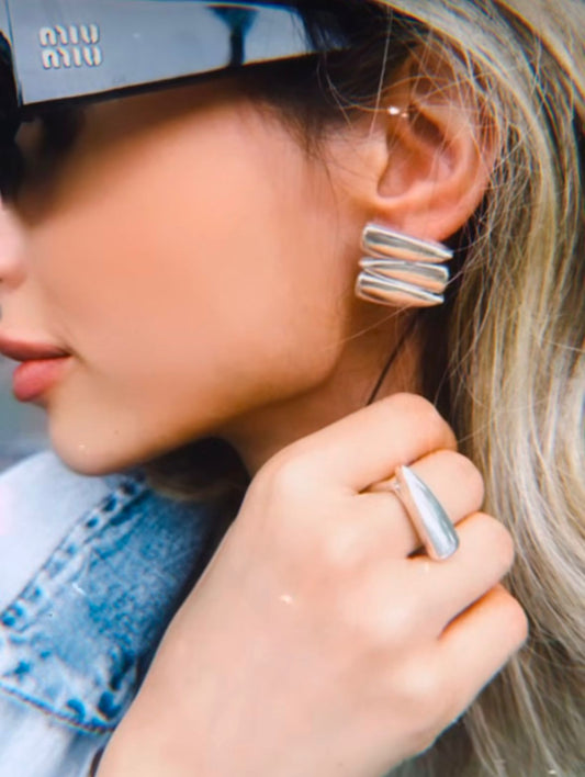 Silver Handmade Dragon Teeth Earrings by Sogoli